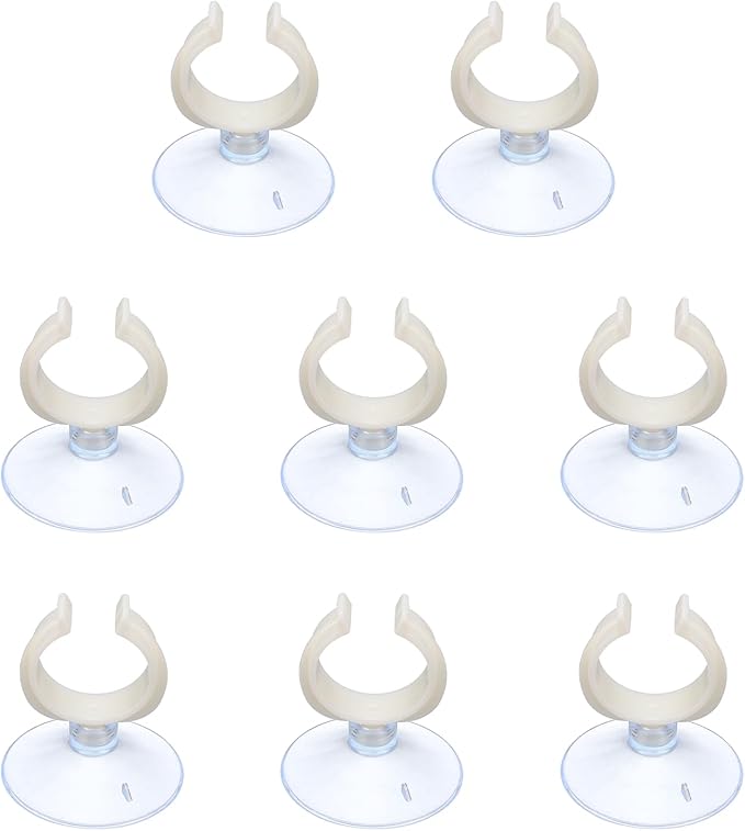 Aquarium Suction Cups, Fish Tank Suction Cups Clips Airline Tube Holders Clamps (Plastic, 8Pcs, Clear) for 1.1" Fish Tank Airline Tubing Binding Moss Shrimp Nest, 28x45MM