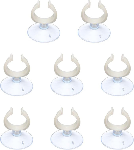 Aquarium Suction Cups, Fish Tank Suction Cups Clips Airline Tube Holders Clamps (Plastic, 8Pcs, Clear) for 1.1" Fish Tank Airline Tubing Binding Moss Shrimp Nest, 28x45MM