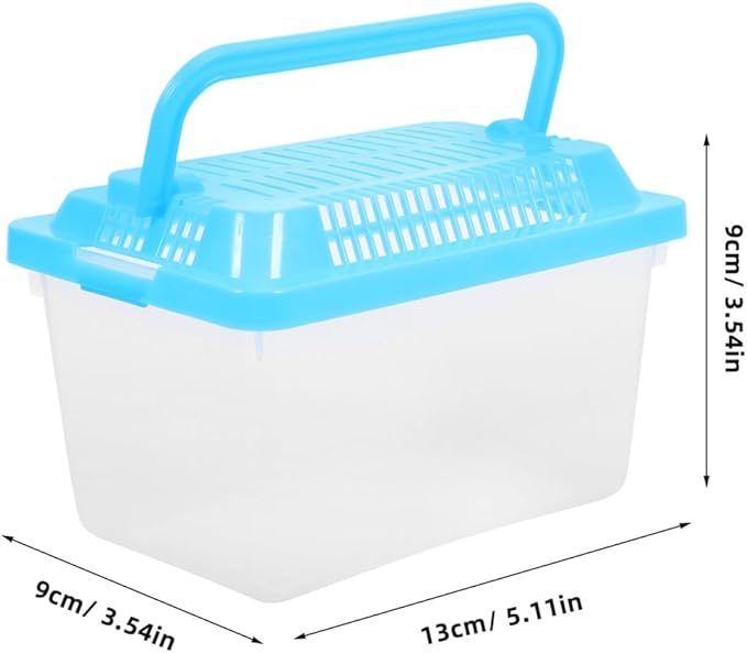 Toddmomy Handheld Transparent Aquarium Portable Plastic Aquarium with Lid for Turtles, Hamsters, and Small Pets (Random Color Lid)