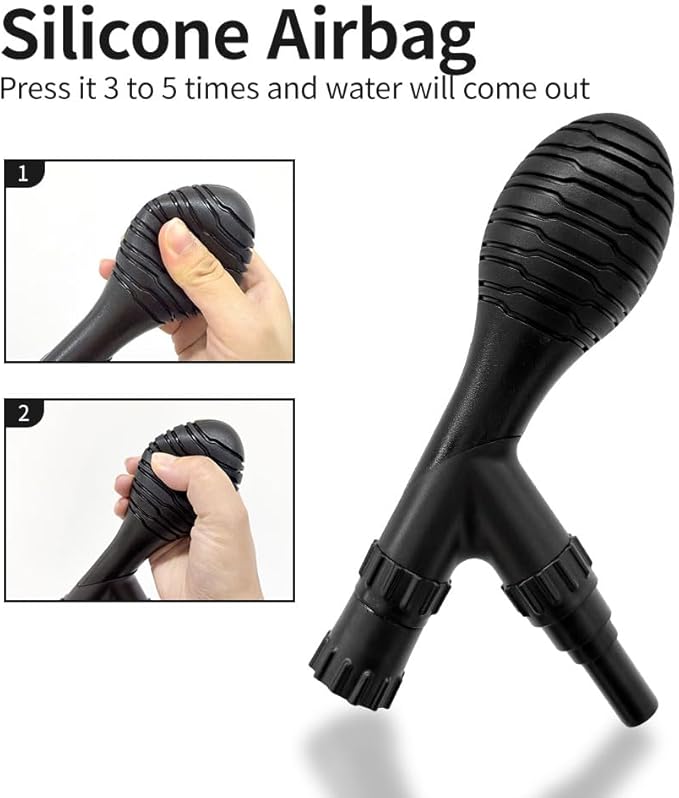 Large Gravel Vacuum for Aquarium, Adjustable Length Manual 256GPH Aquarium Gravel Cleaners, Low Water Level Fish Tank Water Changer with Suction Ball, Use for Fish Tank Cleaning Gravel and Sand
