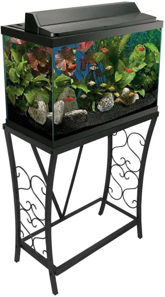 Aquatic Fundamentals 20 Gallon Metal Aquarium Stand, 24.3" L x 12.5" W, Black