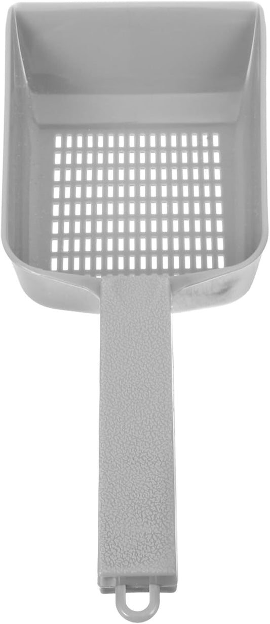 KALLORY Fish Tank Sand Scoop with Drainage Holes, Handheld Aquarium Gravel Shovel for Small Fish Tank Cleaning, Gray Plastic Aquarium Sand Shoveling Tool for Aquatic Waste Removal