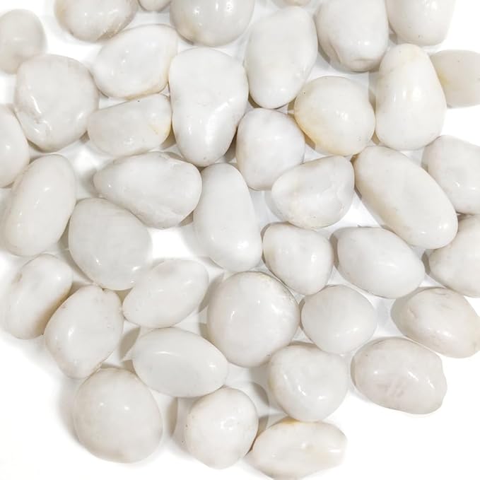 HappyFiller Natural Decorative White Pebbles Polished Rocks Stones for Aquarium Gravel,Fish Turtle Tank,Outdoor Indoor Succulents Plants Top Dressing,Graden Landscaping,18 LB
