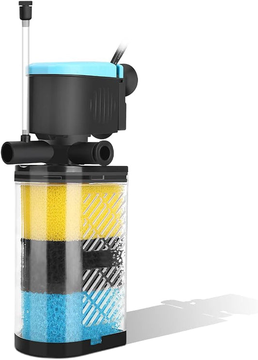 Kulife 3-Stage Aquarium Filter - Internal Filter for 70-100 Gallon Fish & Turtle Tanks with Dual Water Outlet & Aeration