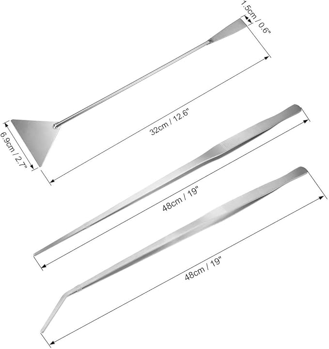 Utoolmart Aquarium Tank Aquatic Plant Tools Sets, 3 in 1 Anti-Rust Aquatic Plant Aquascaping Tool, Stainless Steel Aquarium Tweezers(19-inch) and Scrapers, for Fish Starter Kits & Aquariums Tank