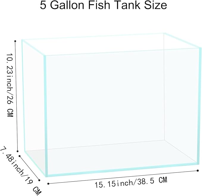 Vimvins 5 Gallon Glass Fish Tank, Easy to Maintain Small Aquarium for Betta/Goldfish/Snails/Shrimp and Aquatic Planting.