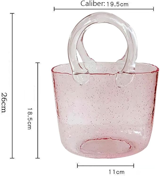 Open Glass Aquarium, Handbag Shaped Fish Tank, Special Shaped Transparent Betta Fish Tank, 2 in 1 Vase & Aquarium Container, Living Room Vase Decorations, Modern Aquarium for Girls,Blue
