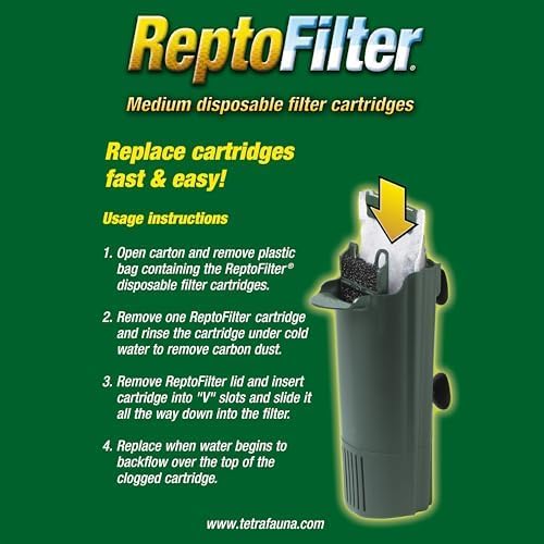 Tetra ReptoFilter Medium Filter Cartridges for Terrariums, 3 Count, Fits TetraFauna ReptoFilter 20 gal, Viquarium, and Decorative ReptoFilter