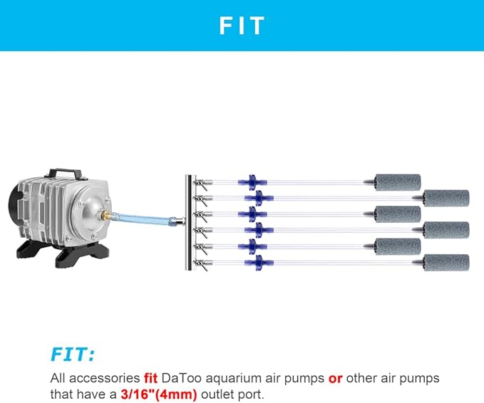 DaToo Aquarium Air Pump Standard Accessories 40ft Airline Tubing 6 Air Stones 6 Check Valves for DaToo Air Pumps Fish Tank Hydroponic Systems Pond