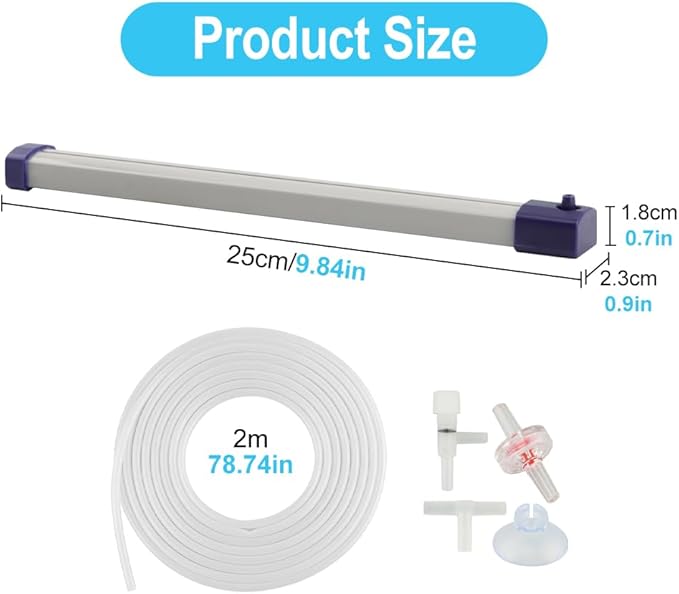 9.8 Inch Aquarium Bubble Strip, Quiet Oxygen Diffuser Bubble Curtain Wall, Self-Sinking Design, Fish Tank Bubbler Decorations for Freshwater Saltwater
