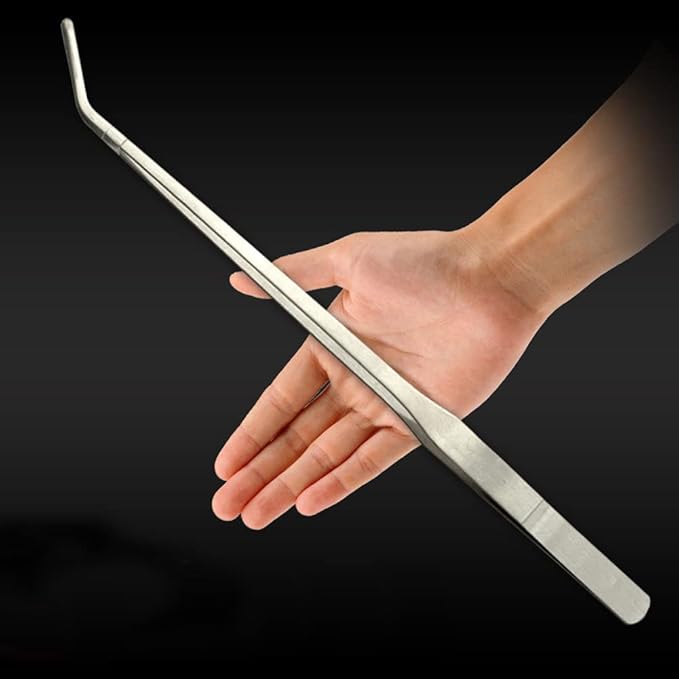 Utoolmart Aquarium Plant Tweezer, Stainless Steel Curved Tweezer, Aquarium Tweezers Extra Long 48cm, for Fish Tank Plant Aquascape Tools, Feeding Tongs