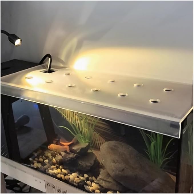Rygcrud Clear Acrylic Lid for Square Aquarium, Cat Proof Fish Tank Top Cover, Jump-Proof Hood with Hole, Cuttable(40x24x3cm)