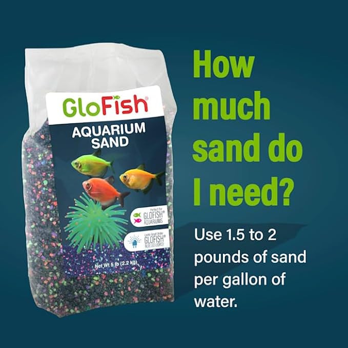 GloFish Aquarium Sand 5 Pounds, Black with Highlights, Complements Tanks and Décor, (AQ-78485)