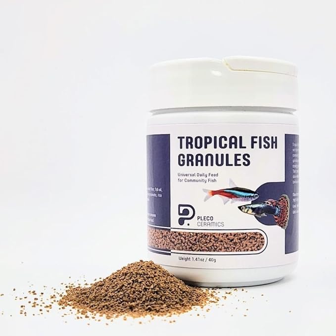 Plecoceramics Tropical Fish Granules Daily Community Fish Food for Aquarium Fish – Balanced Nutrition for Tropical Fish, Easy-to-Eat Sinking (Granules 1.41 oz / 40 g)