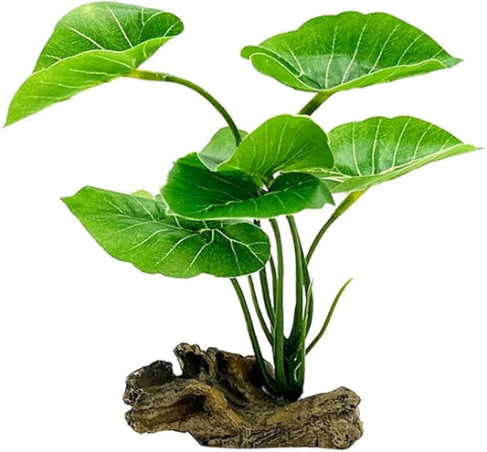 Fish Tank Decor Aquarium Decorations Ornaments Betta Leaf pad Hammock 6inch Plastic Artificial Plant Goldfish Fish Hides Small Tank/Reptiles Plants Driftwood (Green-Type-A)