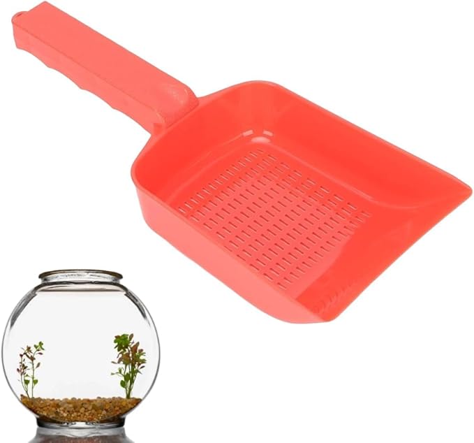 Aquarium Sand Scooper, Aquarium Gravel Sand Shovel Aquarium Scoop Clean for Home Garden Pool(Red)