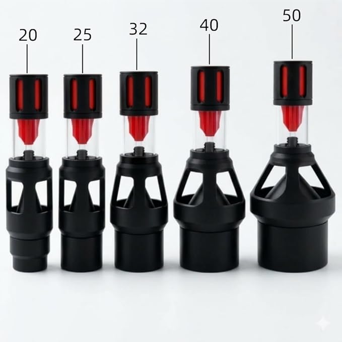 Fish Tank Silencer, H-Shaped Anti-Overflow Filter, Plastic Brush Spiral Filter, Fish Tank Accessory(Red,32mm)