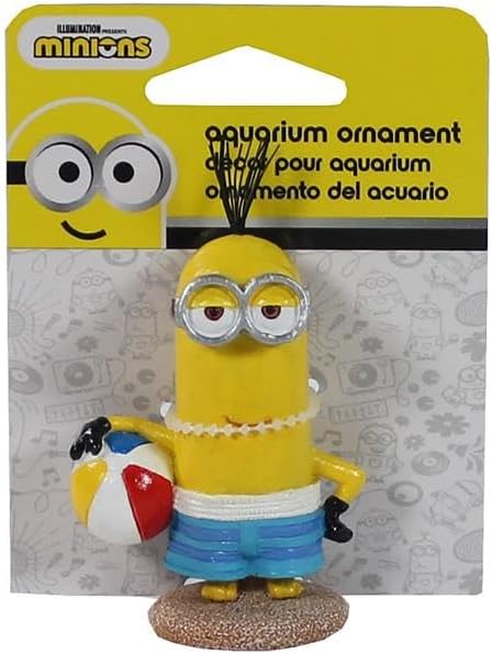 Penn-Plax Minions Officially Licensed Aquarium Ornament – Beach Buddy Kevin – Safe for Freshwater and Saltwater Fish Tanks – Small