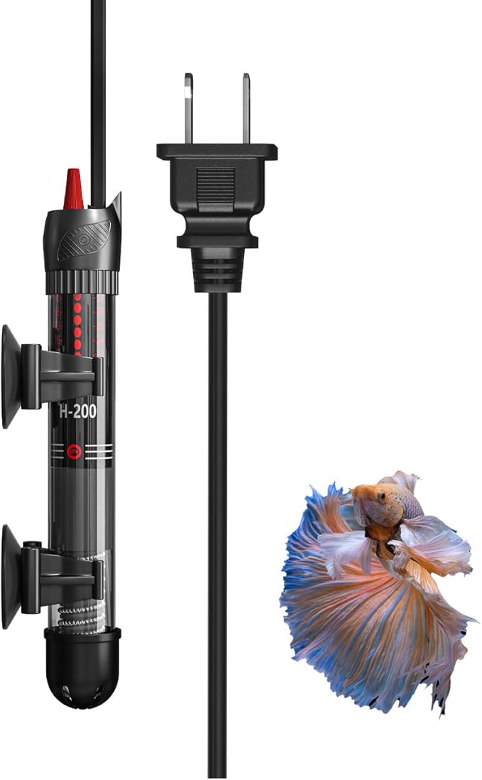 KINGYEENUO Aquarium Heater 50W, 20 Gallons Tank Submersible Aquarium Heater, Temperature Adjustable, Betta Turtle/Fish Tank Heater, Built-in Thermostat Control, with Extra Sucker Cup