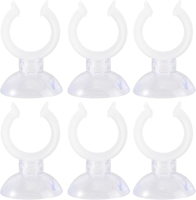 Abaodam 6 Pcs Aquarium Water Pipe Clamp Holder 1/2 Inch Tube Clip with Suction Cups for Fish Tank Air Hose Fixed Clip Small Fish Tank Accessories