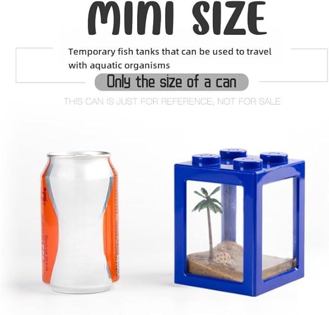 Mini Sea Monkey Tank, Small Shrimp Tank Stackable Mini Aquariums for Fairy Shrimp Eggs Moss Balls, 0.25 Gallon Temporary Betta Fish Tank Ant Feeding Case Mini Reptile Tank