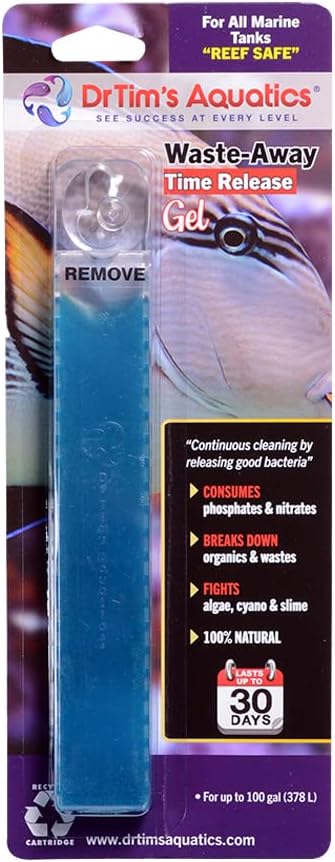 DrTim's Aquatics Reef Safe Waste-Away Time Release Gel – Natural Fish Tank & Aquarium Leave-in Waste Management Solution for Dissolving Cleaning Organic Sludge - Treats 100 gal
