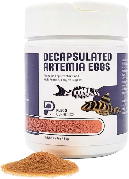 Plecoceramics Decapsulated Artemia Eggs Fry Fish Food for Aquarium Fish – Protein-Rich First Feed for Fry & Breeding, Easy to Digest Brine Shrimp Eggs (1.76 oz / 50 g) (Decapsulated Artemia)