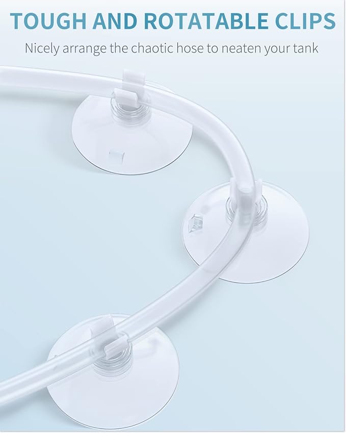 Pawfly Aquarium Suction Cup Clips for Standard 3/16" ID Airline Tubing Clear Air Hose Holder Clamp Accessories for Fish Tank Aeration Setup, 40 Pack