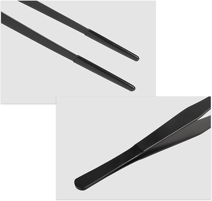 Reptile Feeding Tongs, Stainless Steel Lizard Feeding Tongs, Aquarium Straight Feeding Tweezers for Reptiles with Rubber Tip, Terrarium Feeding Tong for Gecko, 14.96" Length, Black