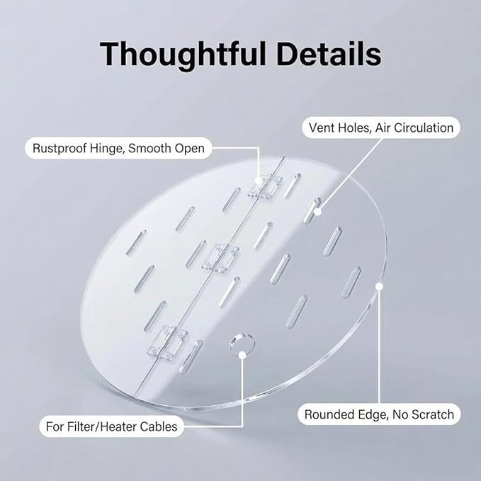 Rygcrud Flip-top Fish Tank Top Cover, Round Aquarium Hood to Prevent Fish, Reptiles and Turtles from Jumping Out, Thick 5mm(75cm)