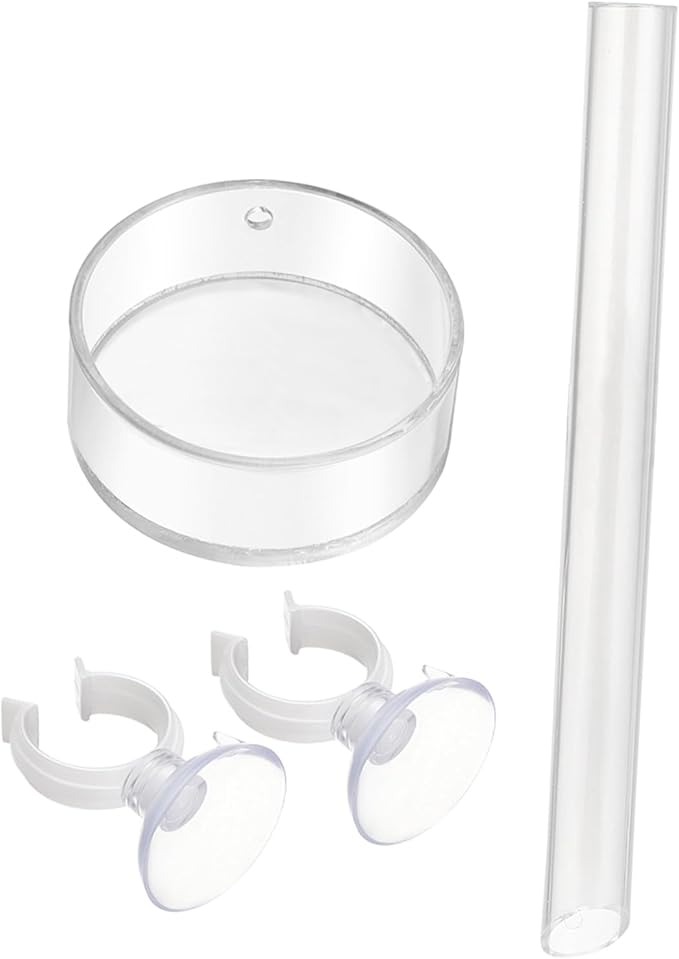 POPETPOP Shrimp and Dish with 2pcs Cups - Clear Acrylic Assembled Shrimp Feeder Tray for Fish Tank Aquarium Shrimp