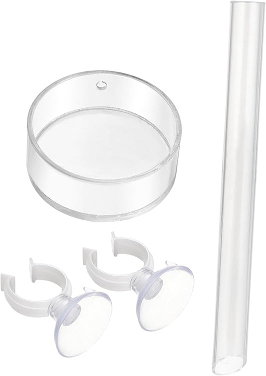 POPETPOP Shrimp and Dish with 2pcs Cups - Clear Acrylic Assembled Shrimp Feeder Tray for Fish Tank Aquarium Shrimp