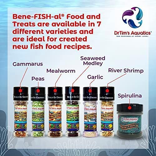 Dr. Tim’s Aquatics Bene-FISH-al Peas Grinder Fish Food Enhancement – Improves Fish Function, Development – Adds Extra Flavor, All Natural – For Freshwater, Marine Fish, Coral Aquaria – 0.52 Oz.