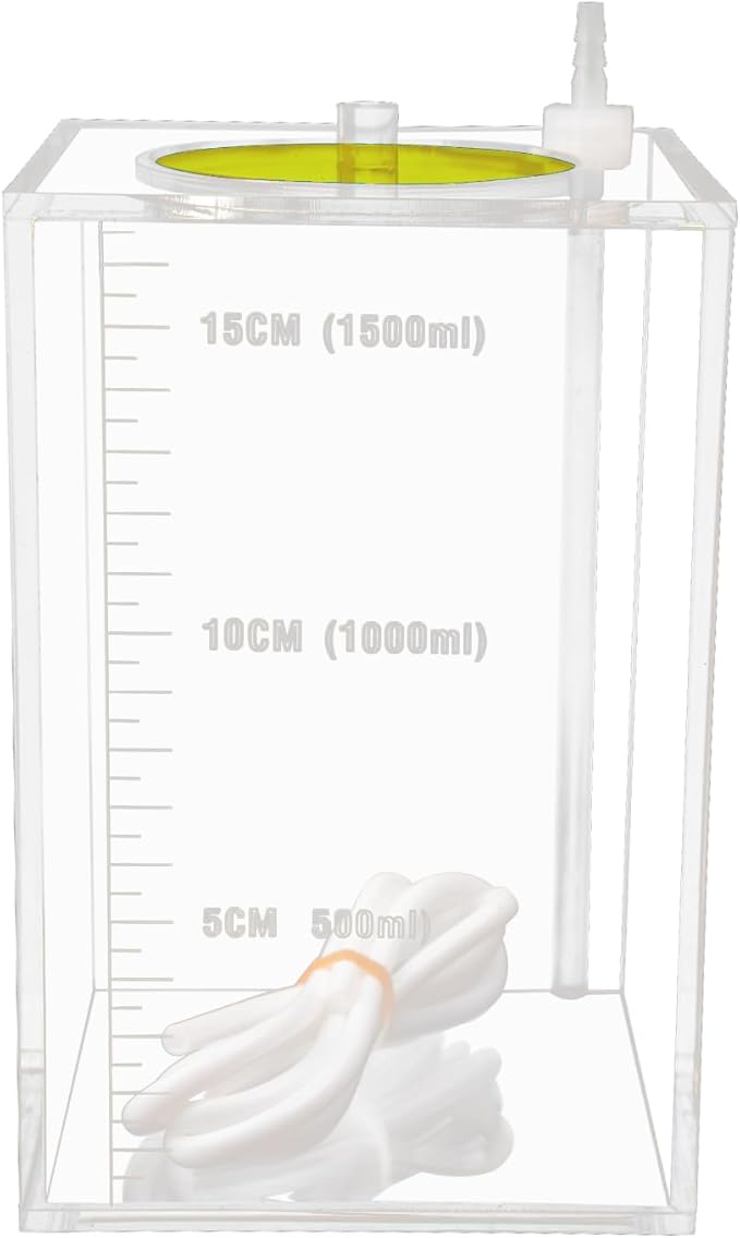 Aquarium Choice Acryli Made Liquid Storage Bucket Doing Pump Reservoir Container (4.25 * 4.25 * 6.5 Inch;1500ml/1.5L（Yellow）)