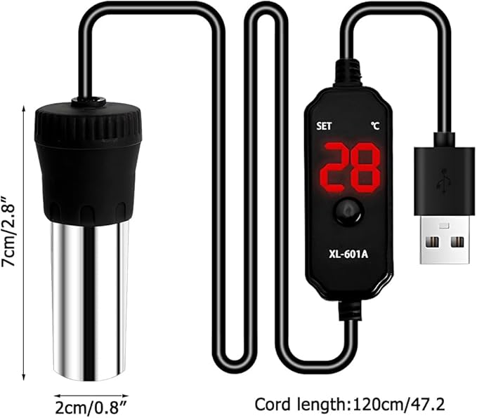 MiOYOOW Aquarium Heater, 15/25W USB Fish Tank Heater with LED Digital Temperature Display for Tanks Under 3/5L