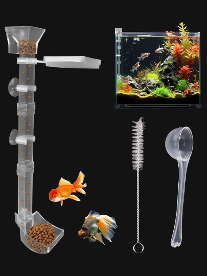 Shrimp Feeder: Tube & Dish Set, Anti-Scatter, Adjustable Height for Aquariums/Tanks | Ideal for Fishkeepers