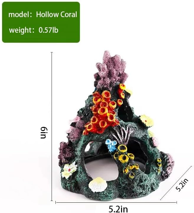 10PCS Fish Tank Decorations Coral Aquarium Decor, Resin Coral Mountain Cave Fish House, Betta Fish Hideout for Rest Hide Play Breed, Aquarium Decor Accessories with Plants