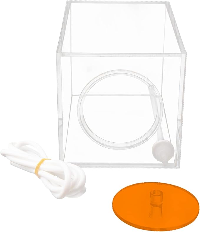 Aquarium Choice Acryli Made Liquid Storage Bucket Dosing Pump Reservoir Container (4.25 * 4.25 * 6.5 Inch;1500ml/1.5L（Orange Version)