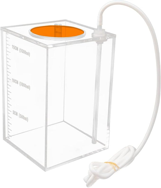 Aquarium Choice Acryli Made Liquid Storage Bucket Dosing Pump Reservoir Container (4.25 * 4.25 * 6.5 Inch;1500ml/1.5L（Orange Version)