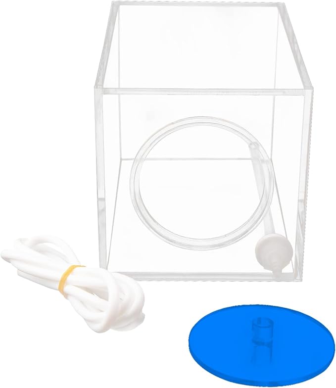 Aquarium Choice Acryli Made Liquid Storage Bucket Dosing Pump Reservoir Container (4.25 * 4.25 * 6.5 Inch;1500ml/1.5L（Blue Version)
