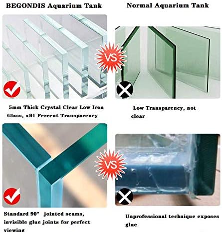 Rimless Low Iron, Glass Aquarium Tank 5mm Thickness Standard Jointed (7.8" L × 8.6" W × 11" H)
