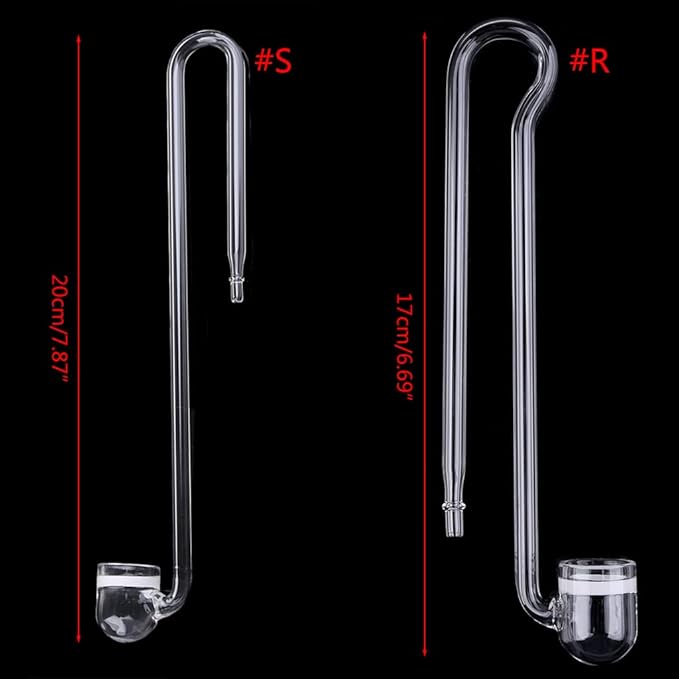 ljhnba Glass CO2 Diffuser Transparent Atomizer U-Shape R-Shape for Planted for Tank Easy to Use Aquarium Accessories Glass Co2 Diffuser for Aquarium