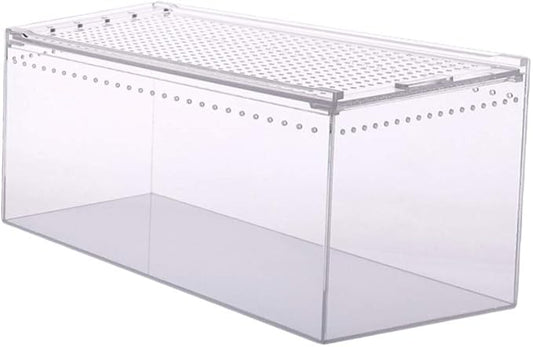Aquarium Breeding Tank Transparent Reptile Feeding Box Clear Acrylic Terrarium Tank for Lizard Hermit Crabs Geckos Frogs Spider and Smaller Animal 30x20x15cm