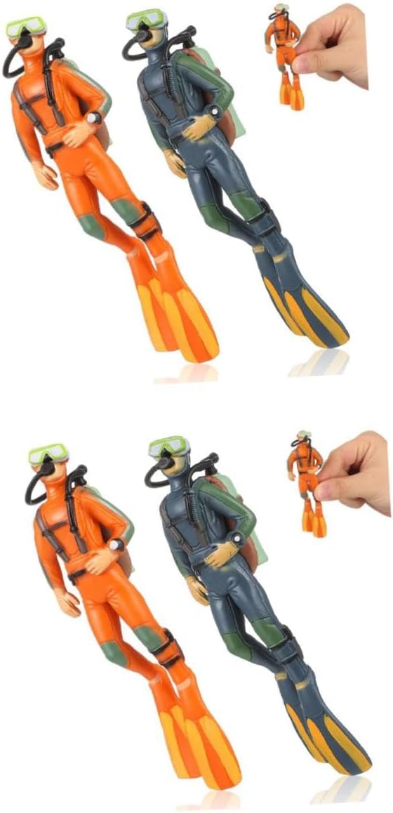 BESPORTBLE Fish Tank Diver Figurines Decorations: 4pcs Miniature Scuba Diver Toys for Aquarium Landscape, Resin Underwater Explorer Ornaments for Decor and Education
