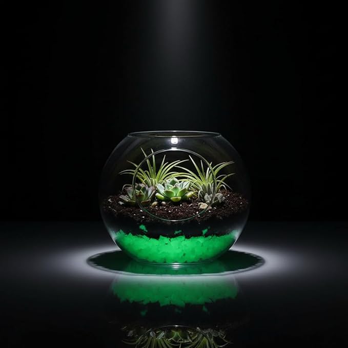 Shiny Stone Glow in The Dark Aquarium Neon Gravel Sand, Decorative Rocks for Fish Tank and Fairy Garden, Home Dec,305g/0.67lbs (5-8mm, Yellow Green)