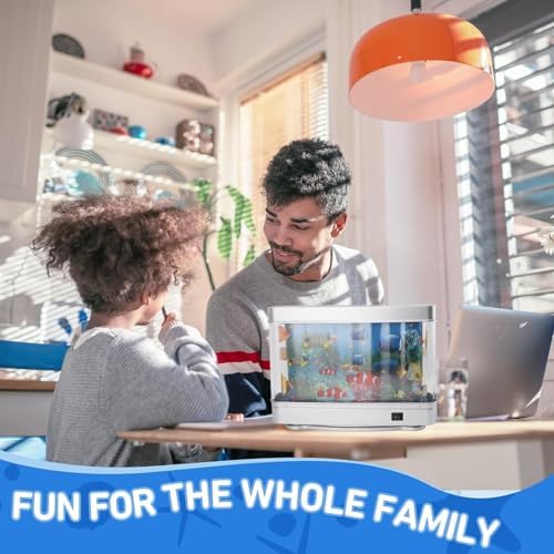 Aquarium Mood Night Light with LED Lights and Moving Background, Fake Artificial Aquarium Decorative Lamp, Mock Fish Lamp for Desk, Living Room