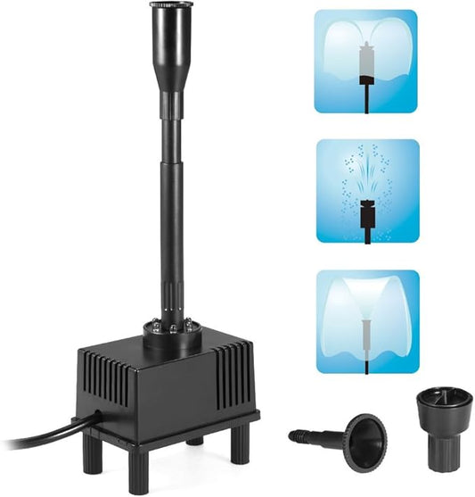 Decdeal Fountain Pump with Lights Led, 10W 160GPH Submersible Water Pump Fountain for Aquarium Fish Tank Pond Garden Backyard, 600L/H AC 110V