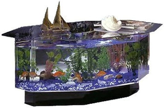 680 38" Long Aqua Stretched Octagon Coffee Table Aquarium 28 Gallon
