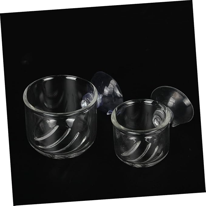 BESPORTBLE 2-piece Glass Feeding Cup for Fresh Saltwater Aquariums Fish Feeder Suction Cup Ideal for Brine Shrimp Eggs Aquarium Equipment Supplies Size s