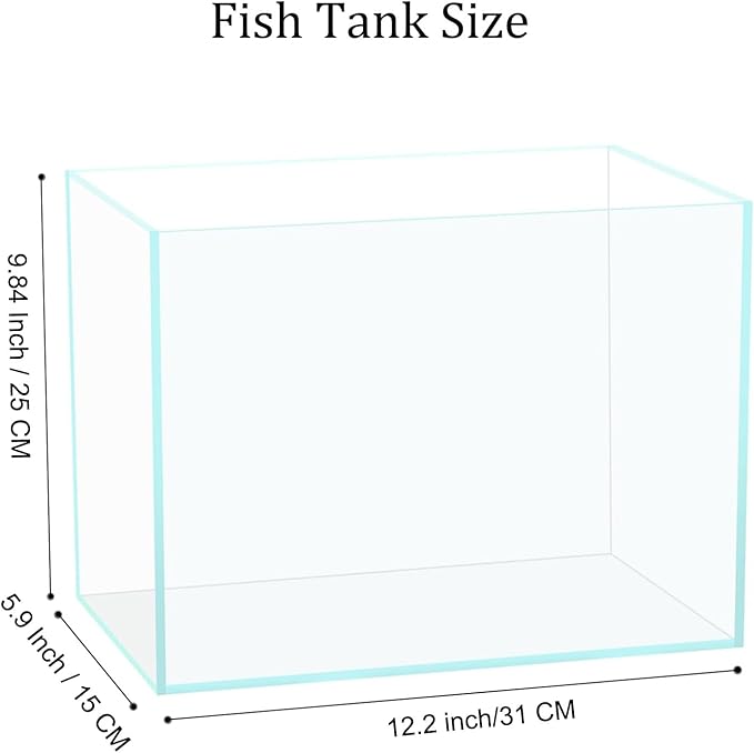 Vimvins 3 Gallon Glass Fish Tank, Easy to Maintain Small Aquarium for Betta/Goldfish/Snails/Shrimp and Aquatic Planting.